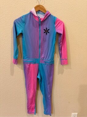Kids Colorblock Hooded One-Piece Bodysuit - Pink & Blue